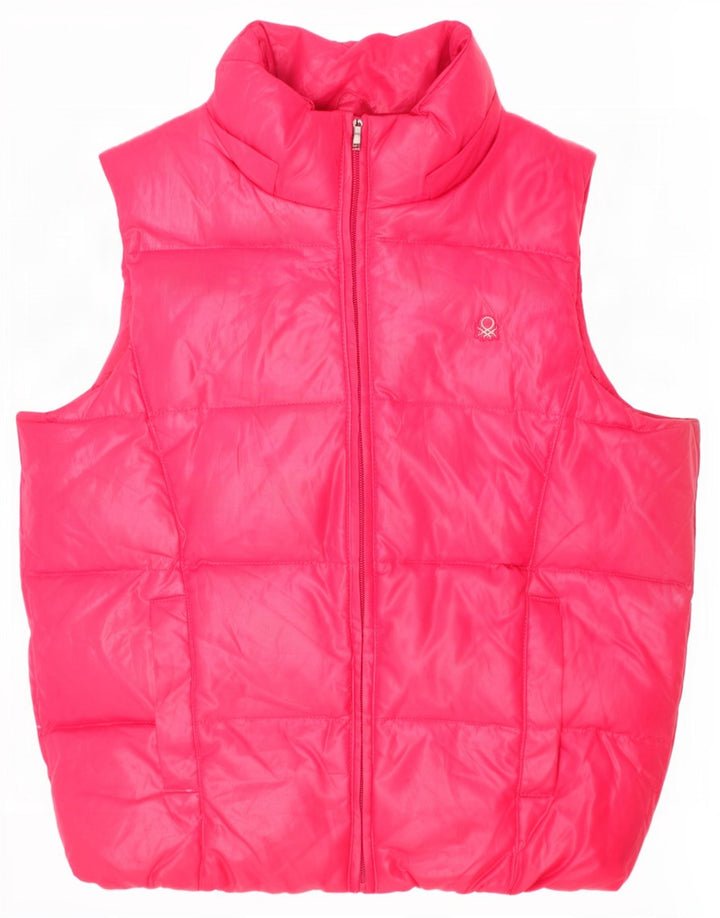 Benetton Gilet Rembourré Fille 8-9 Ans Grand Rose Polyester