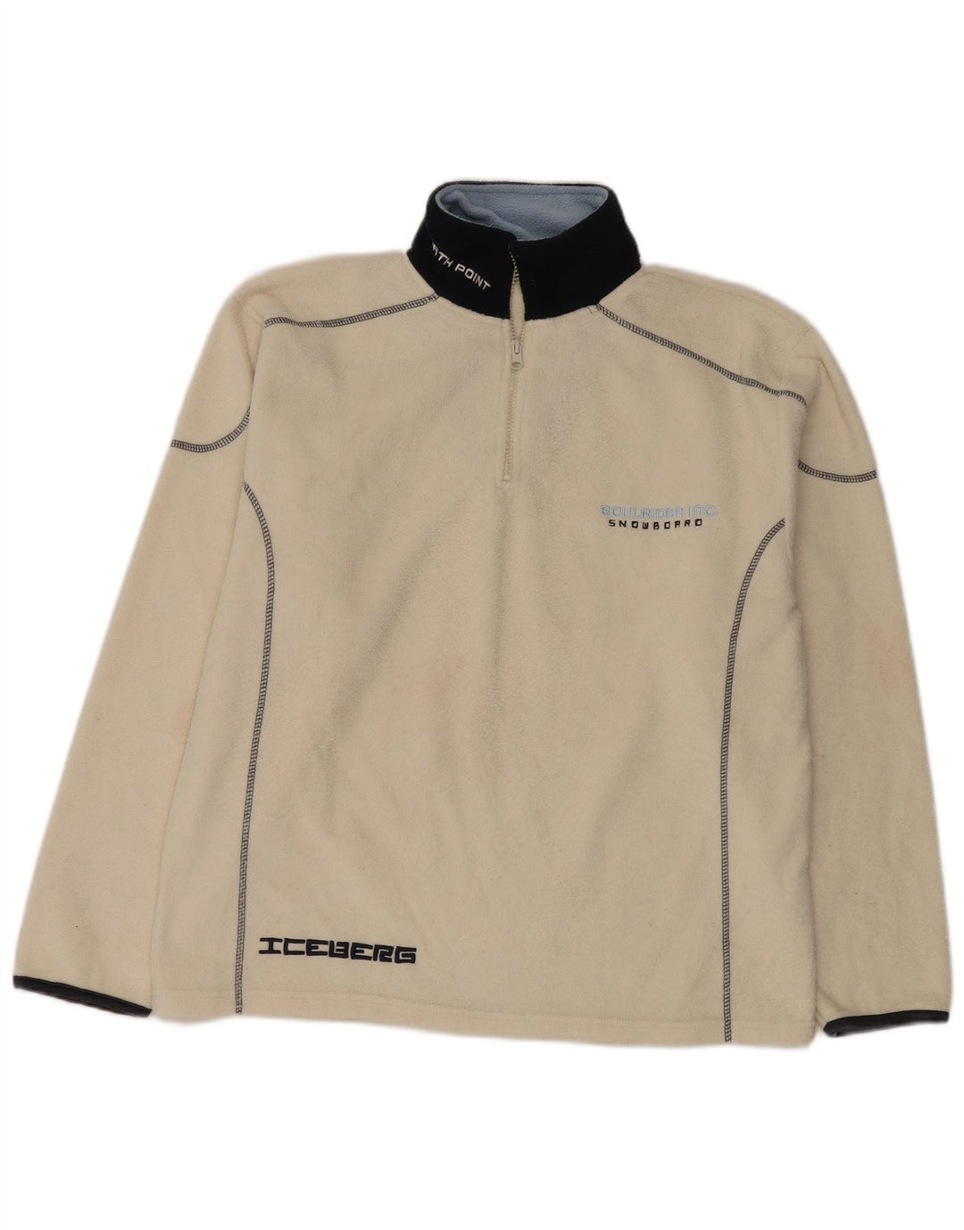 Iceberg Pull polaire à col zippé pour homme XL Blanc Colorblock Polyester