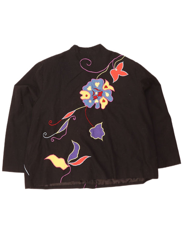 Indigo Moon Veste blazer surdimensionnée à 5 boutons pour femme UK 20 2XL Noir Floral