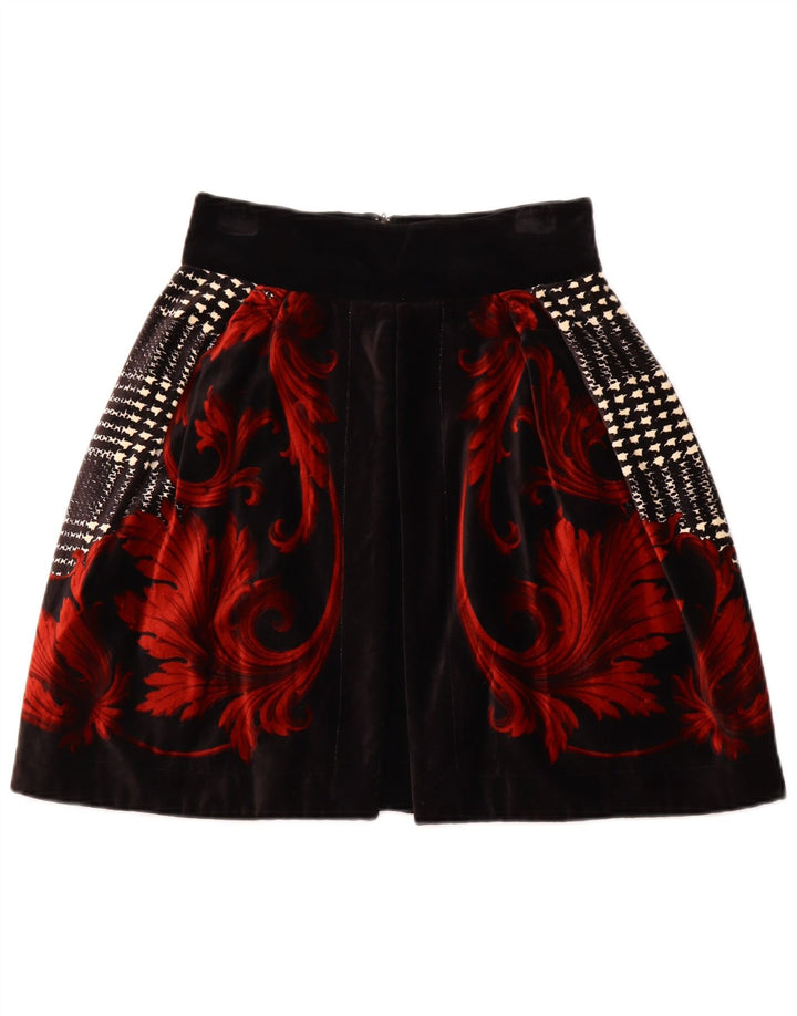 BYBLOS Jupe trapèze en velours pour femme IT 42 Medium W28 Noir Floral Coton