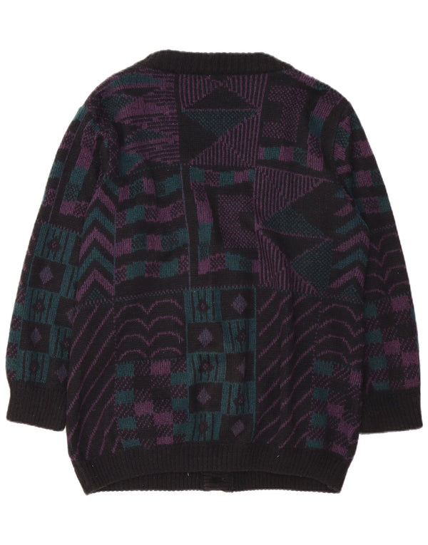 PIMET MAGLIERA Pull Cardigan Femme UK 18 XL Noir Géométrique