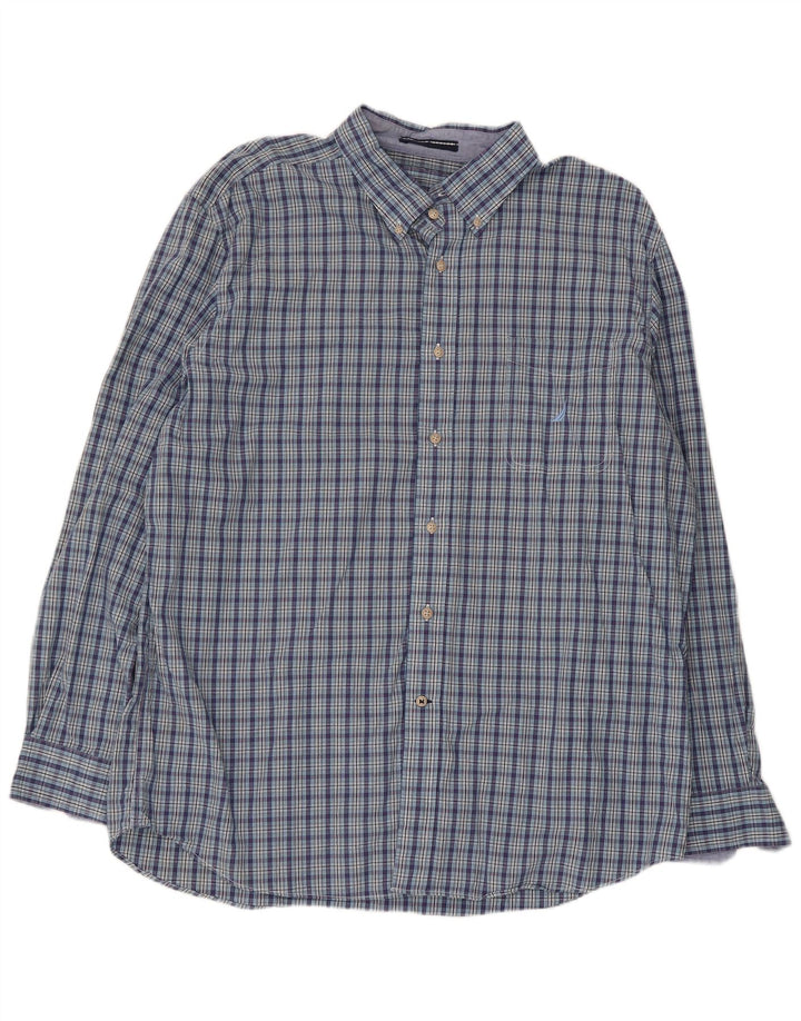 Nautica Chemise Homme XL Bleu Carreaux Coton