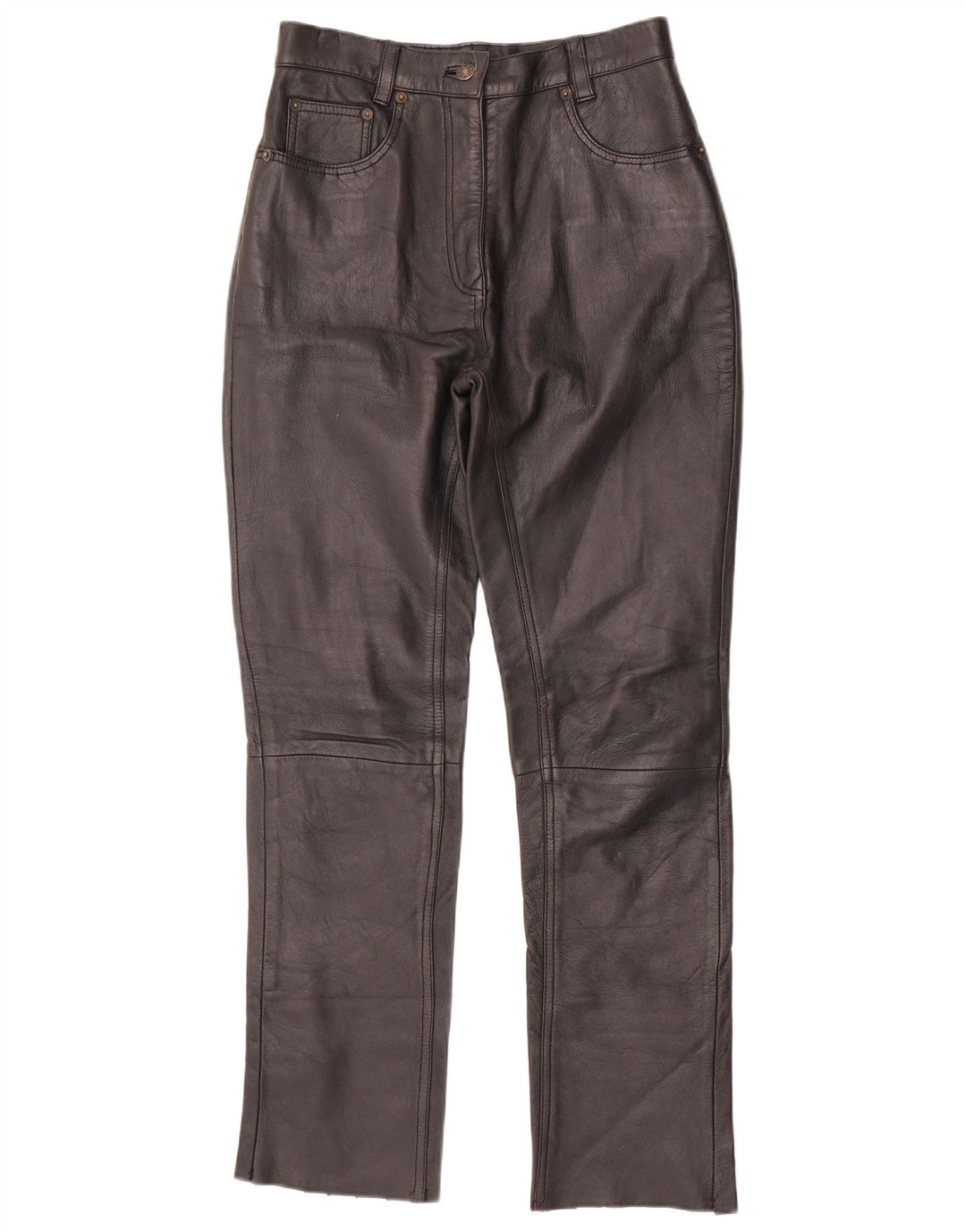 VINTAGE Pantalon Slim En Cuir Femme W28 L30 Noir