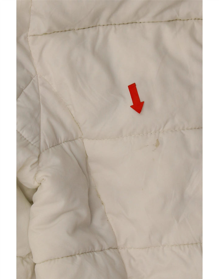 Zara Veste matelassée à capuche pour femme UK 10 Small Blanc Polyamide