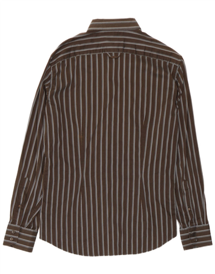 Trussardi Chemise Large Marron Rayé Coton Homme