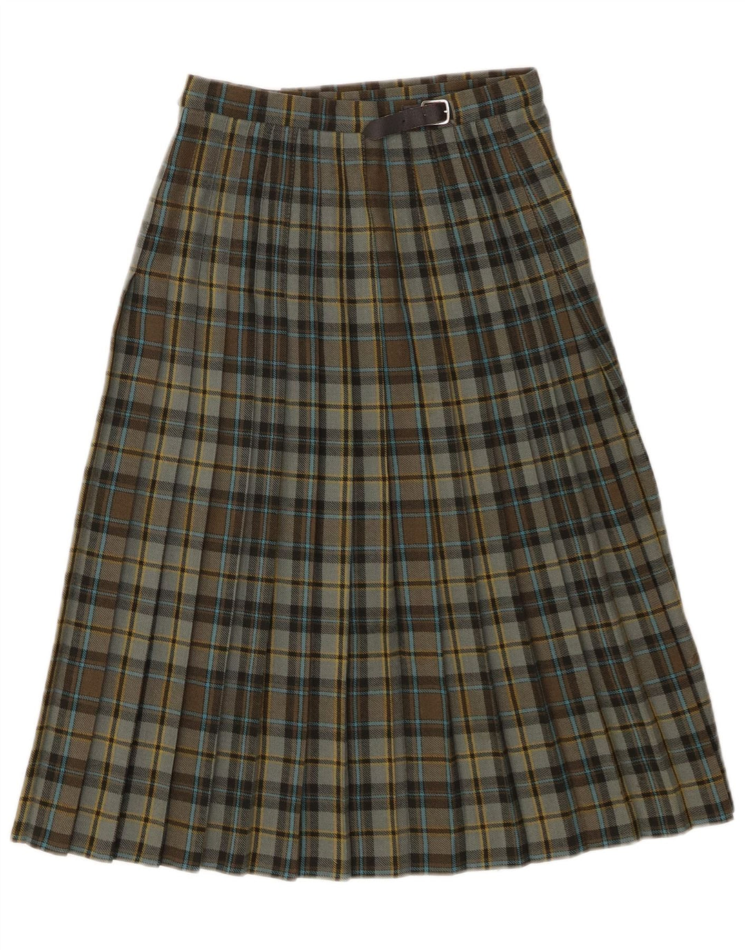 Pringle Jupe portefeuille kiltée pour femme W26 en laine vierge à petits carreaux verts