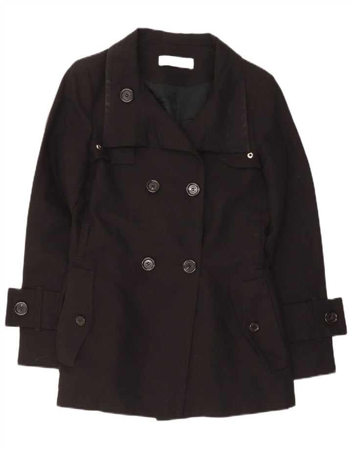 Zara Femme Caban UK 14 Grand Coton Noir