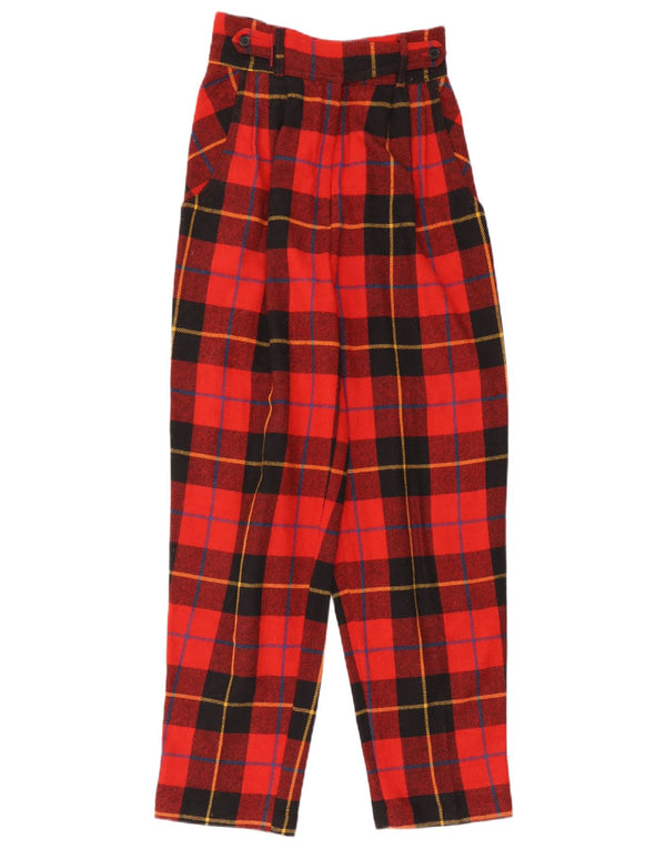 Pantalon décontracté taille haute femme vintage IT 44 Medium W30 L30 Red Check