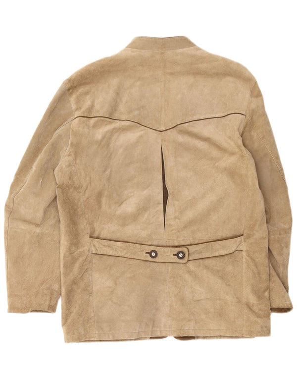 Vintage Homme Trachten 3 Boutons Blazer En Daim Veste EU 54 2XL Beige Floral