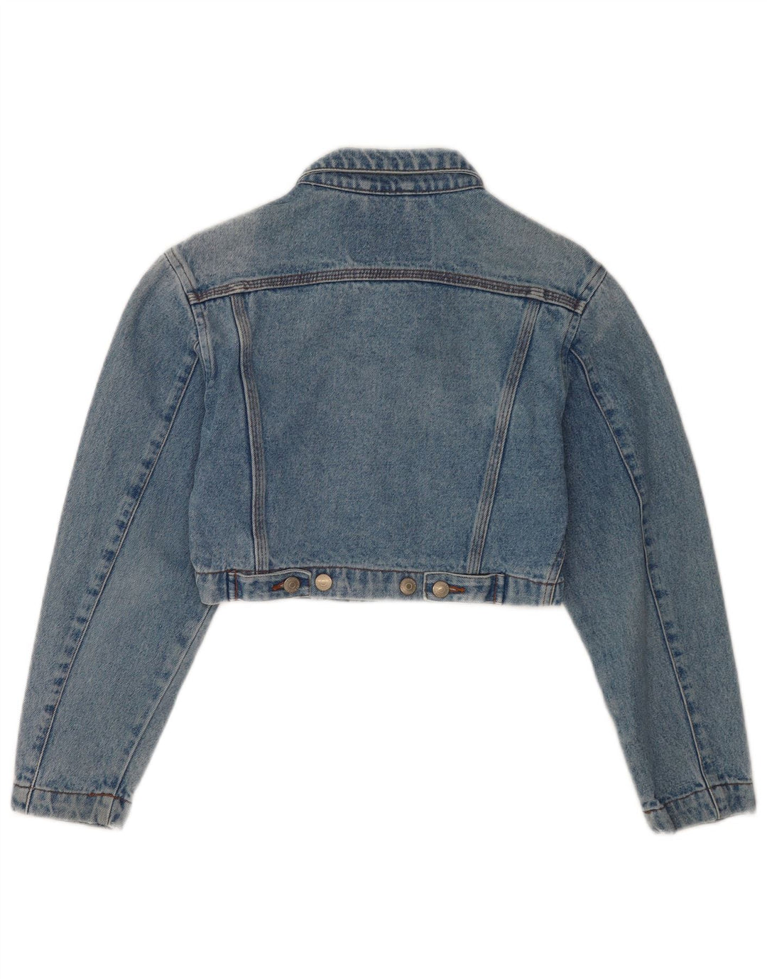 veste en denim crop femme vintage UK 10 petit coton bleu