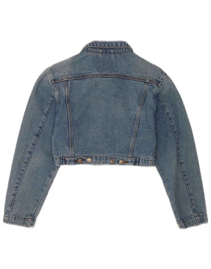 veste en denim crop femme vintage UK 10 petit coton bleu