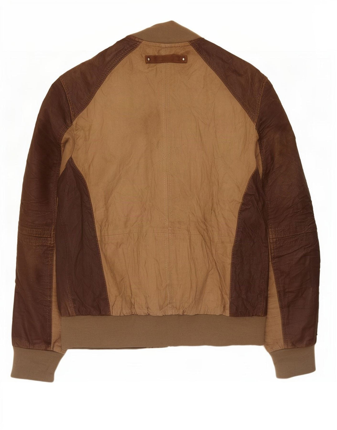 OVS Veste en Cuir Femme IT 48 Marron Moyen Colourblock
