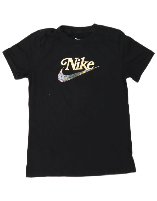 Nike Womens Graphic T-Shirt Top UK 10 Petit Bleu Marine Coton