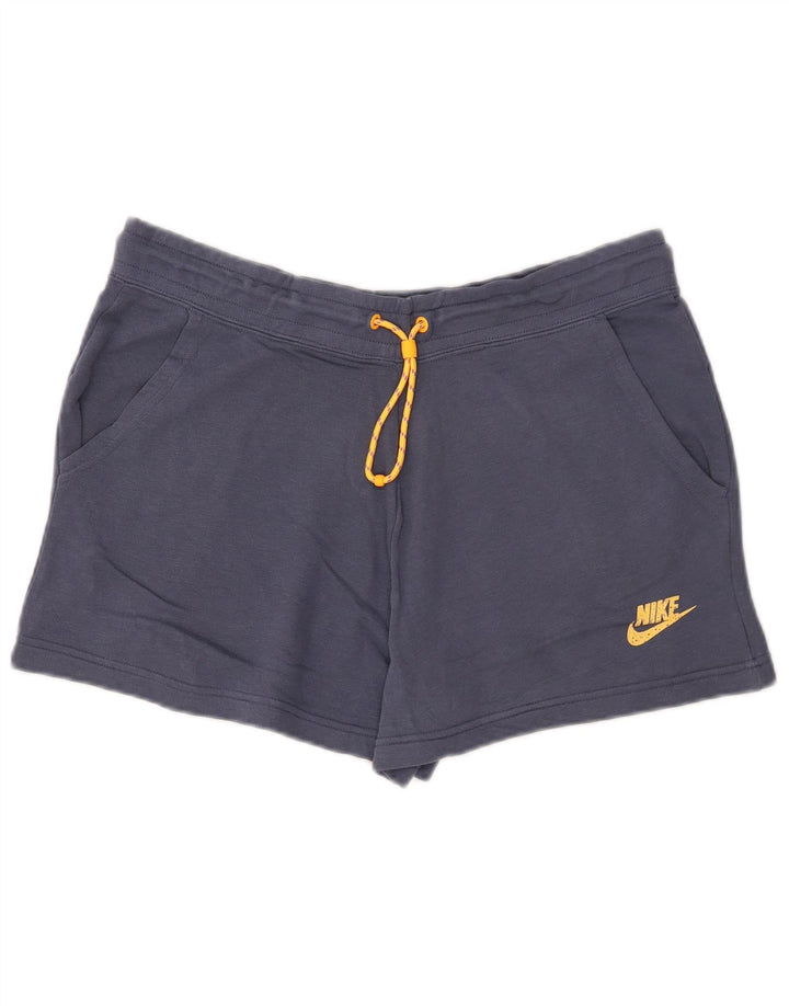 NIKE Short de sport pour femme UK 16 Large Bleu marine en coton