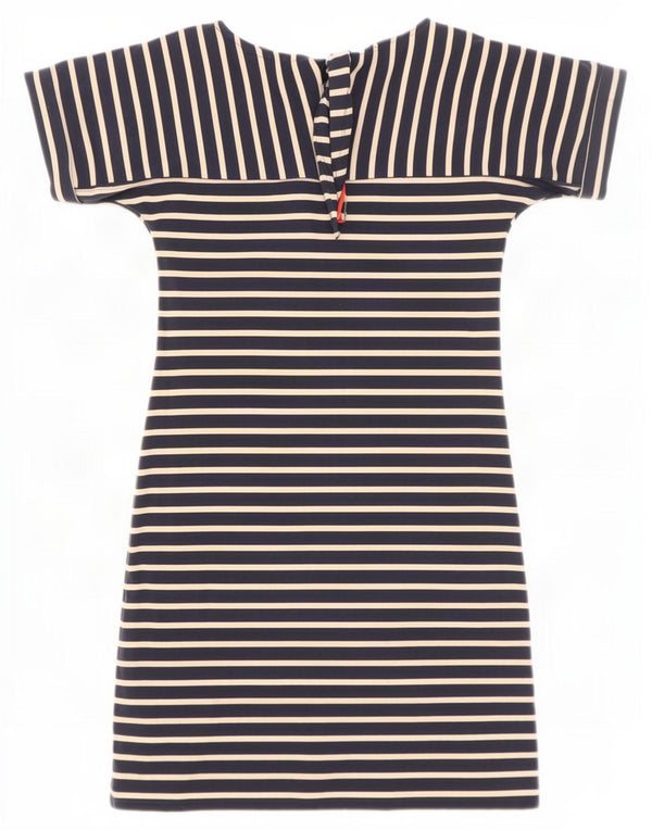 Weird Fish Robe T-Shirt Femme UK 8 Petit Coton Rayé Bleu Marine