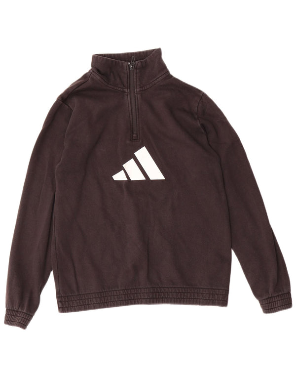 Adidas Sweat-shirt graphique à col zippé pour garçon 13-14 ans Noir Coton