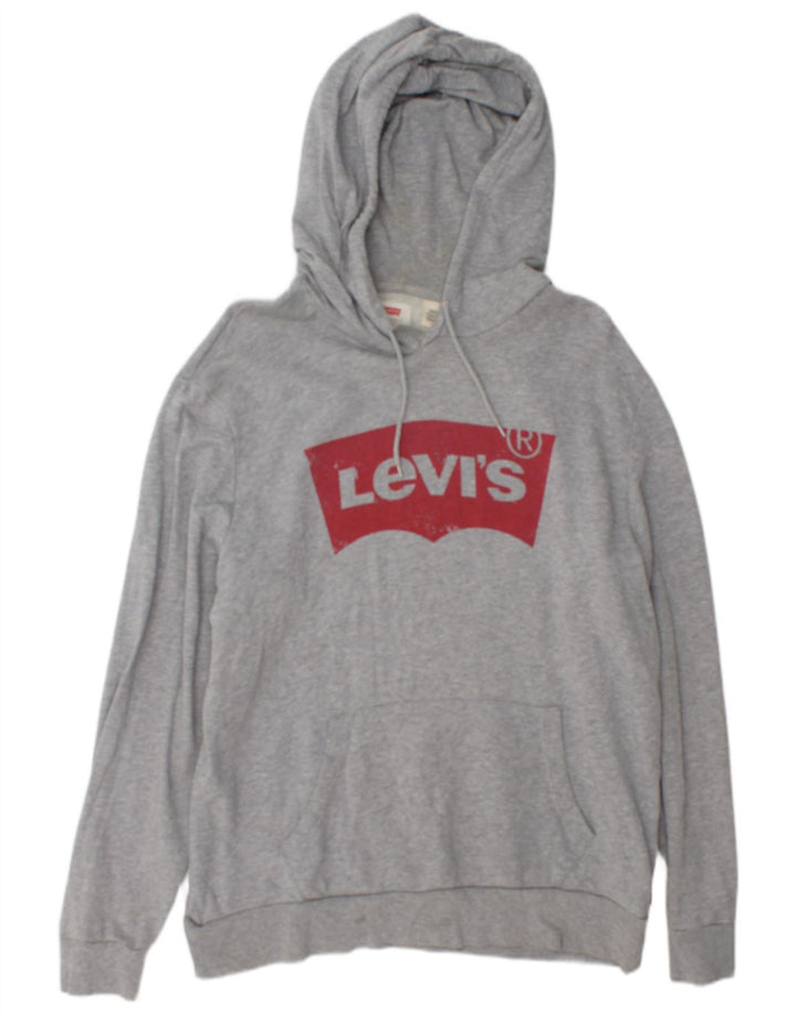 Levi's Pull à Capuche Graphique Homme Gris Coton Large