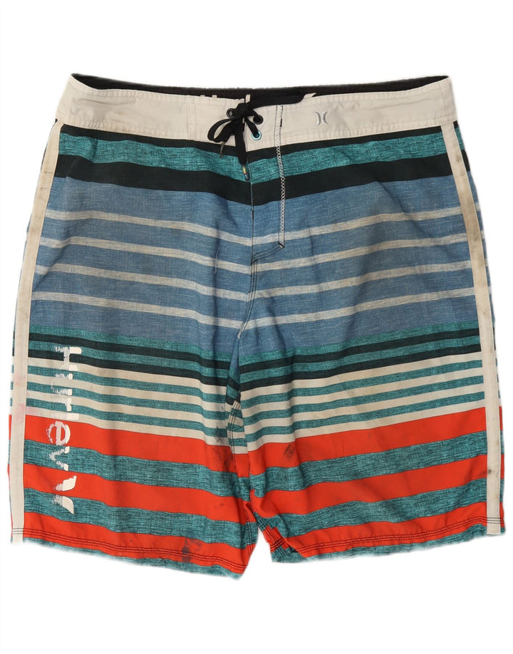 Hurley Short de bain graphique pour homme en polyester à rayures multicolores