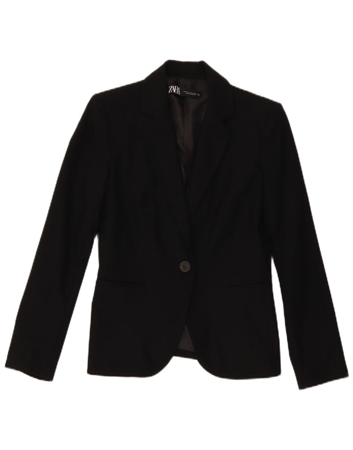 Zara Veste Blazer 1 Bouton Femme EU 36 XS Noir Polyester