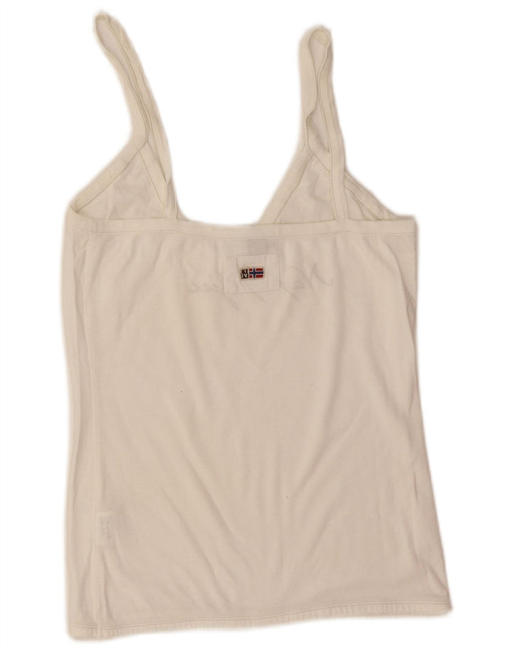 Napapijri Femme Cami Top UK 14 Large Blanc Coton