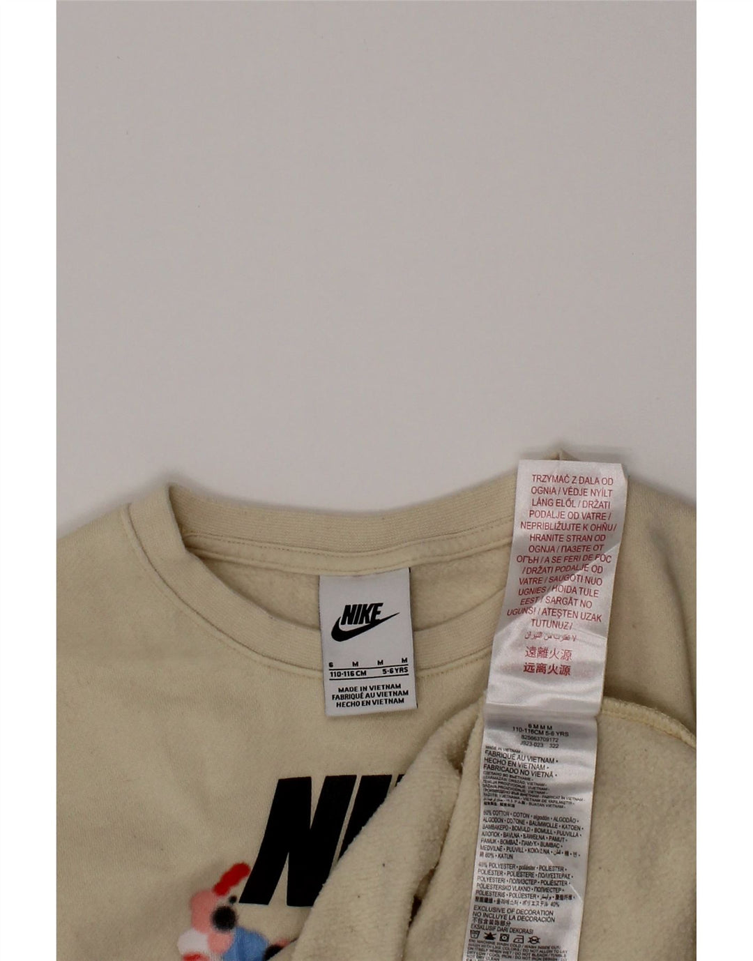 NIKE Sweat-shirt graphique pour fille 5-6 ans en coton blanc cassé moyen