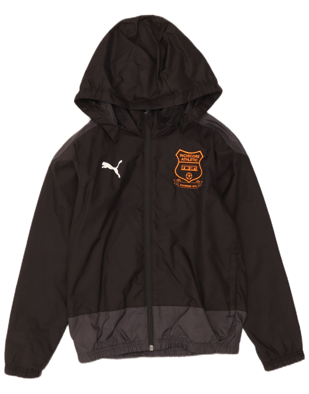 PUMA Veste de Pluie à Capuche Graphique Fille 7-8 Ans Nylon Colorblock Noir