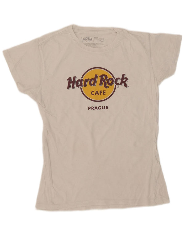 Hard Rock Cafe Prague T-shirt graphique pour femme en coton blanc moyen UK 12