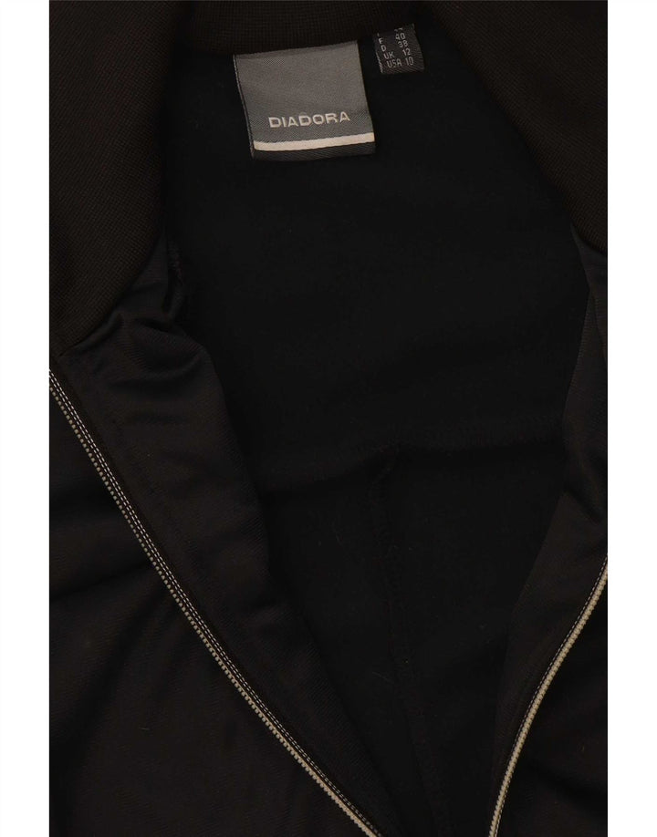 Diadora Veste de survêtement graphique pour femme UK 12 Medium Noir Polyester