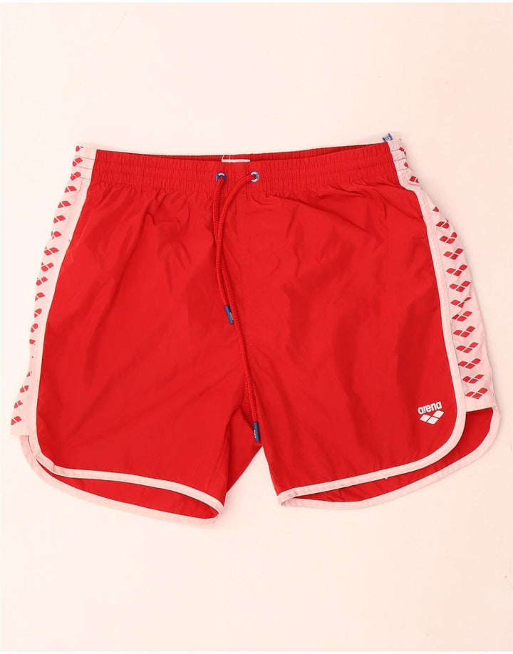 Short de bain graphique pour hommes Arena Taille L Bloc de couleur rouge Polyester