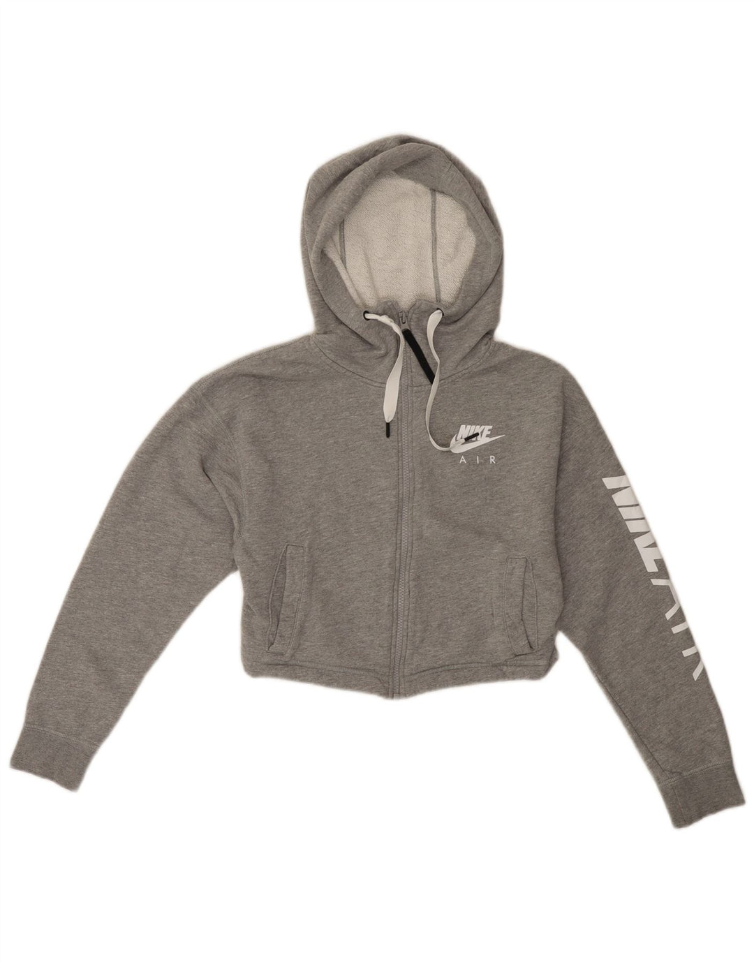 NIKE Pull à capuche zippé surdimensionné pour femme UK 6 XS Gris Coton