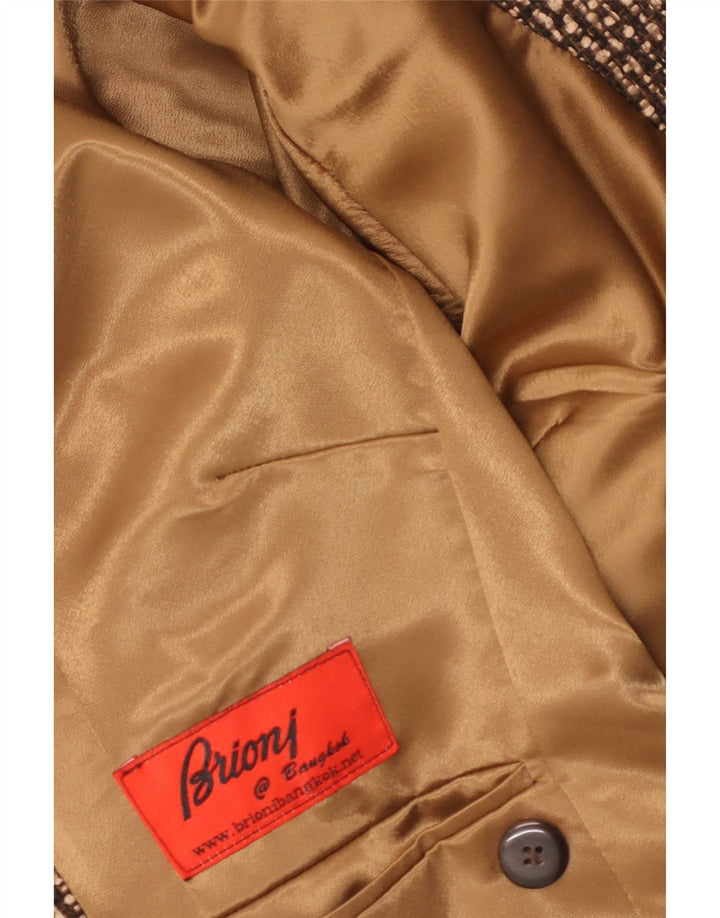 Brioni Veste Blazer 2 Boutons Femme UK 16 Large Marron Moucheté