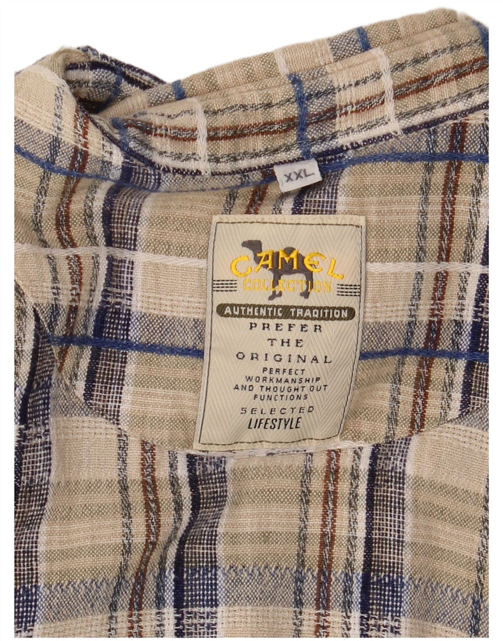 Camel Active Chemise à manches courtes pour homme 2XL Beige à carreaux