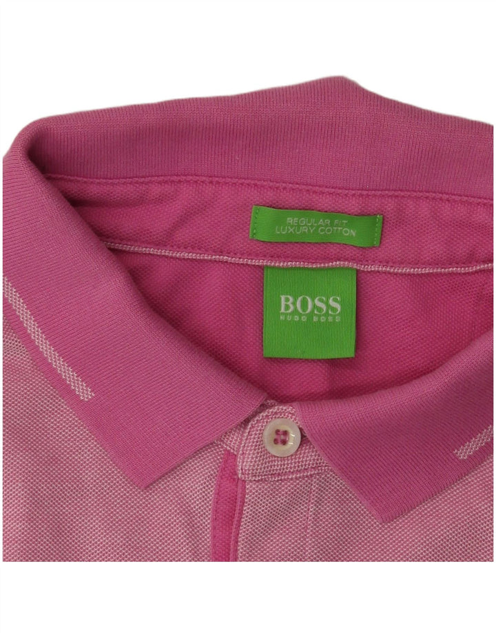 Hugo Boss Homme Polo Regular Fit Coton Moucheté Rose Moyen