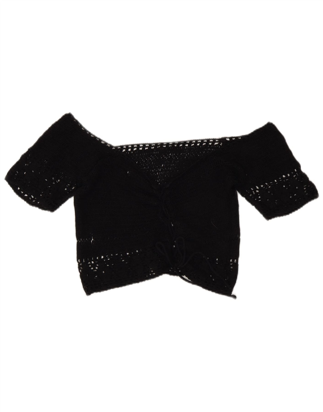 Pull & Bear Haut court à épaules dénudées en crochet pour femme UK 44 Noir moyen