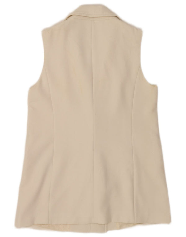 Zara Veste blazer sans manches à double boutonnage pour femme UK 12 Blanc moyen