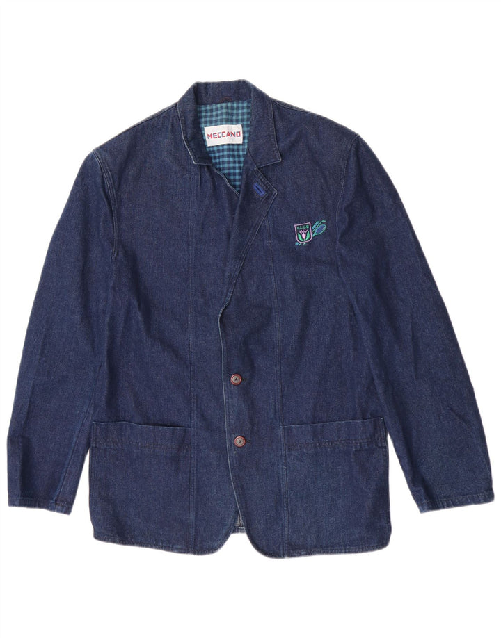 Meccano Veste blazer en jean à 2 boutons pour homme UK 38 Bleu marine moyen Coton