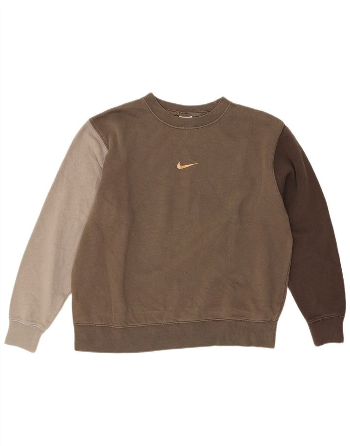 Nike Sweat-shirt surdimensionné pour femme UK 14 Marron moyen Colourblock