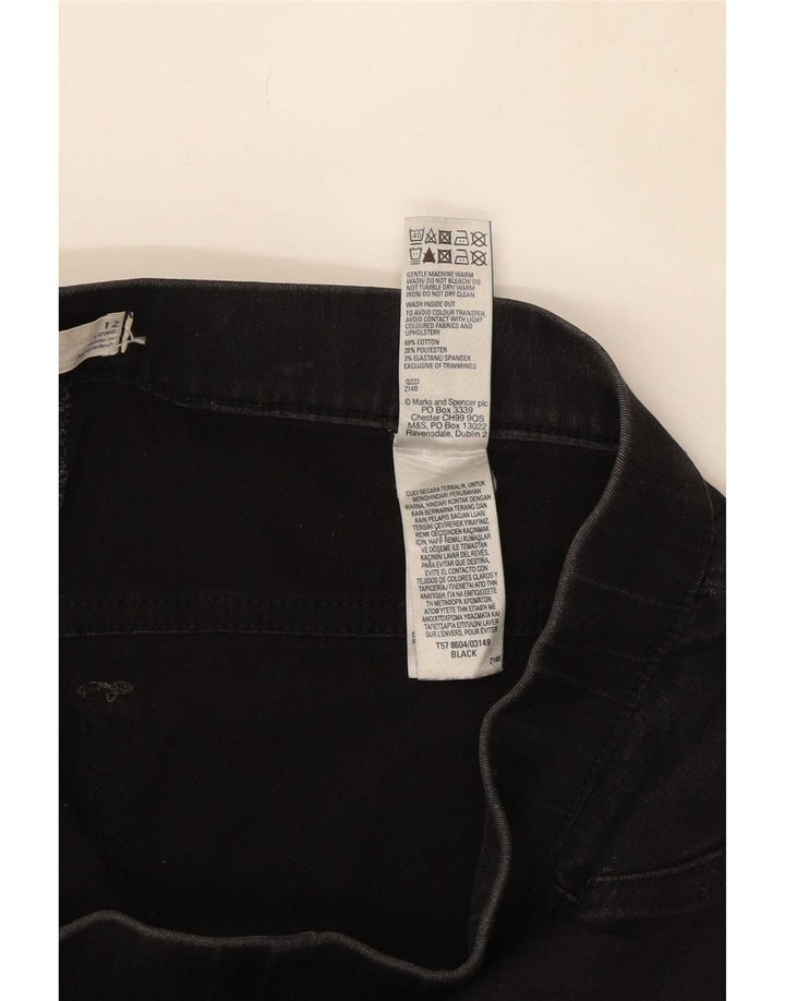 Marks & Spencer Jean Jegging Femme UK 12 Moyen W30 L29 Coton Noir