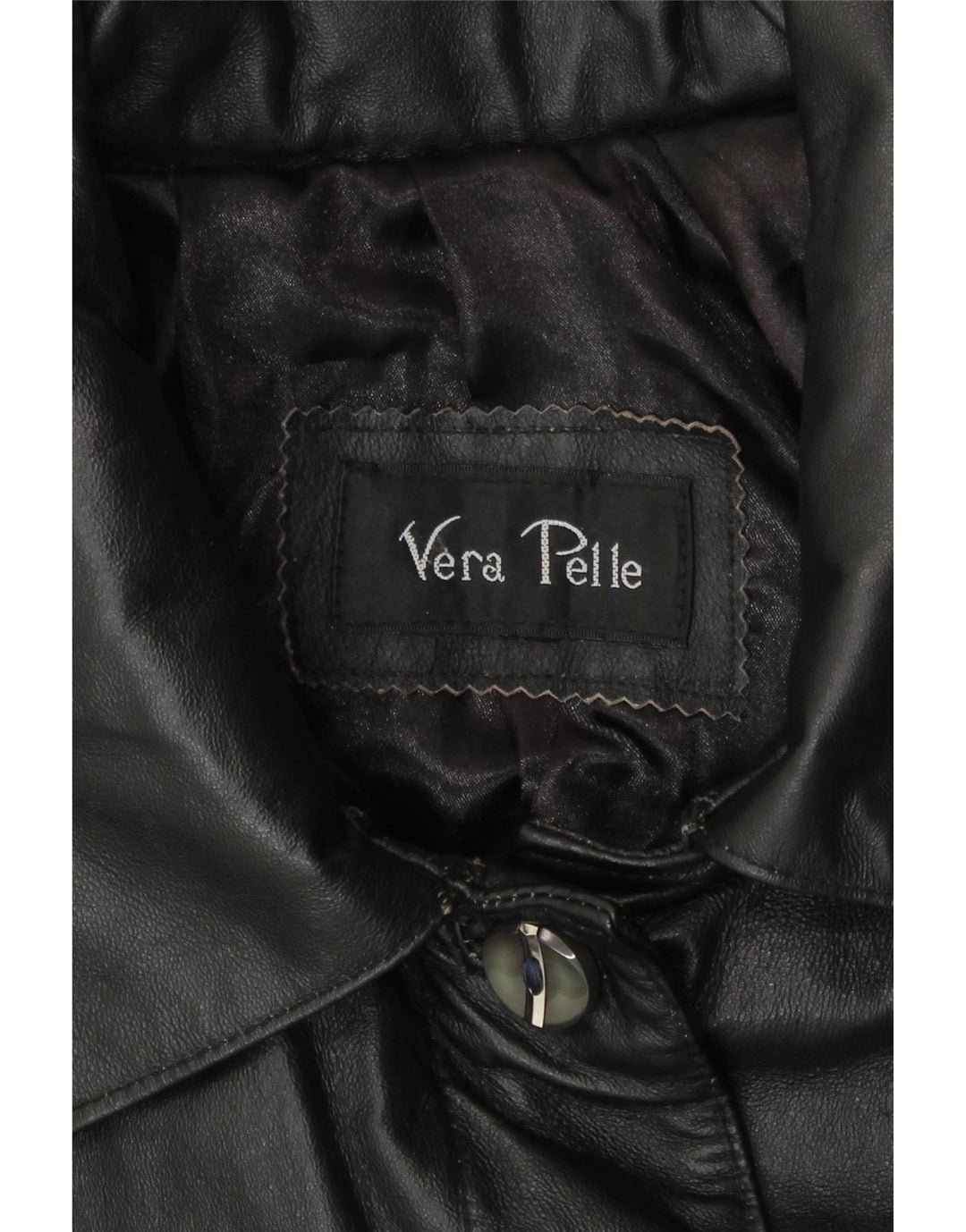 vintage Femmes Loose Fit Manteau en cuir UK 14 Cuir Noir Moyen