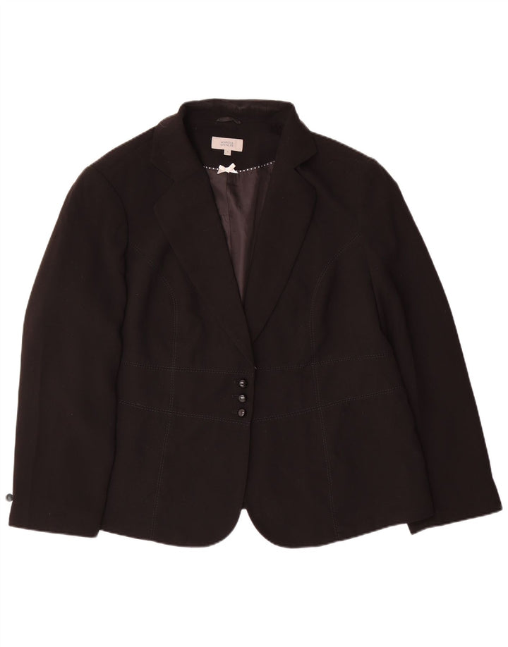 Marks & Spencer Veste blazer à 3 boutons pour femme UK 20 2XL Noir Polyester
