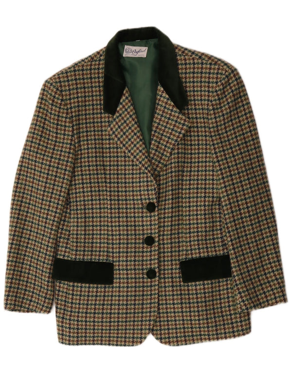 Oxford Veste blazer à 3 boutons pour femme UK 44 en laine pied-de-poule vert moyen