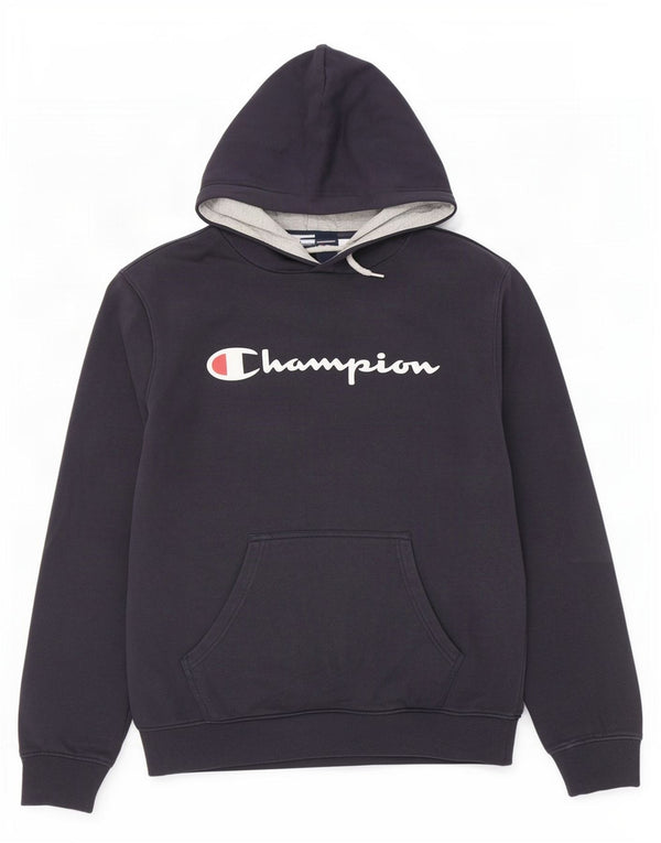 Champion Pull à Capuche Graphique Homme Bleu Marine Moyen Coton