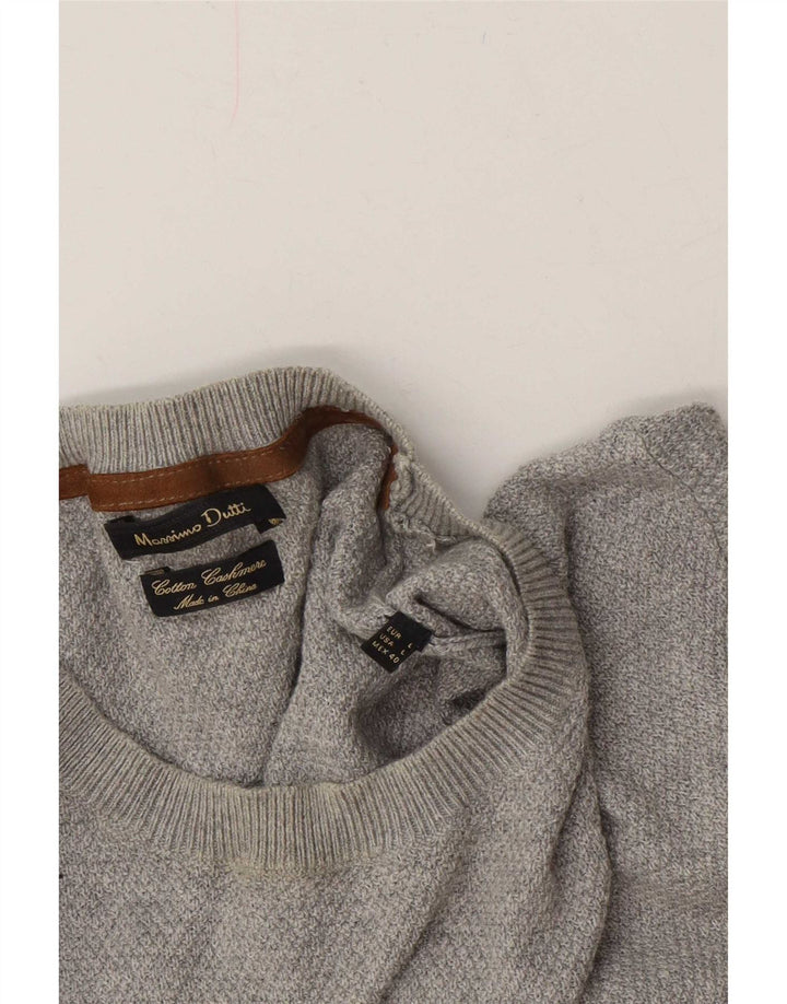 Massimo Dutti Pull à col rond pour homme en coton gris Taille L