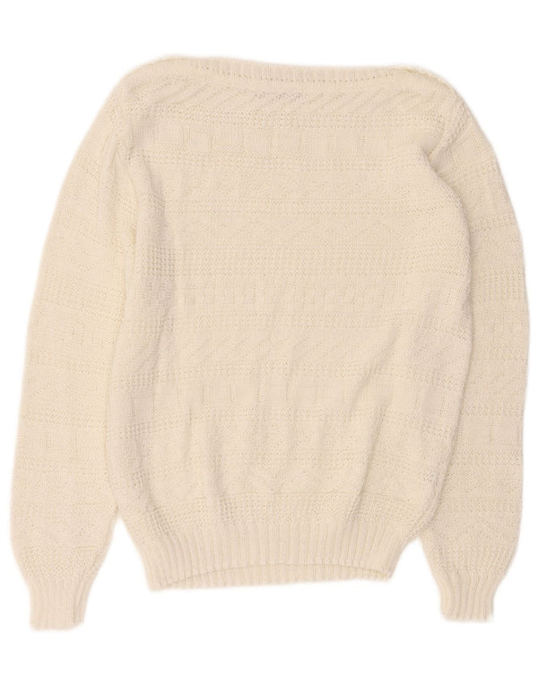 Laura Berlucchi Pull col bateau pour femme UK 16 Large Blanc
