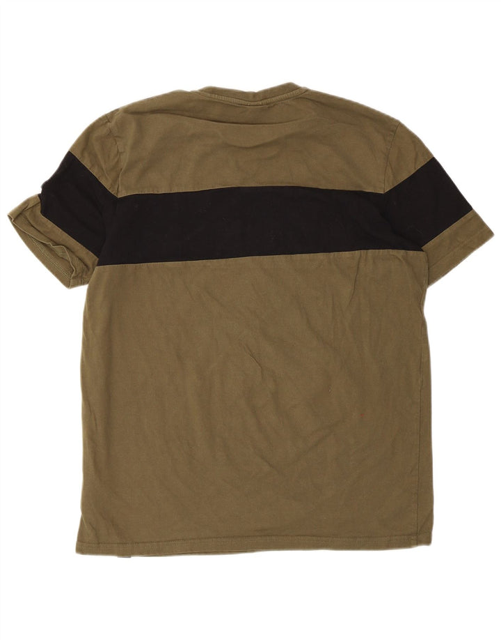 Ellesse T-shirt graphique en coton color block moyen kaki homme