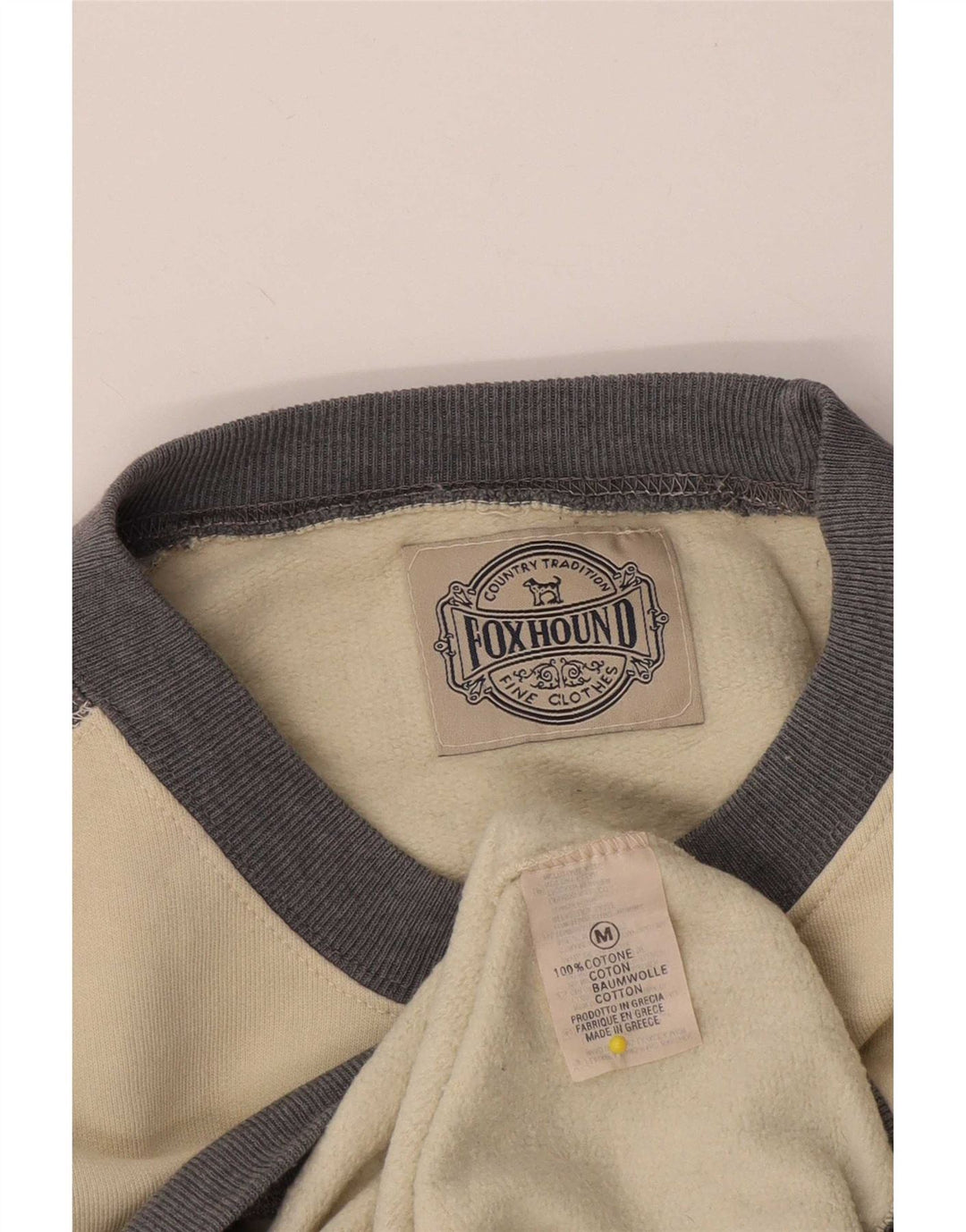 Foxhound Sweat-shirt graphique pour homme en coton color block blanc cassé moyen