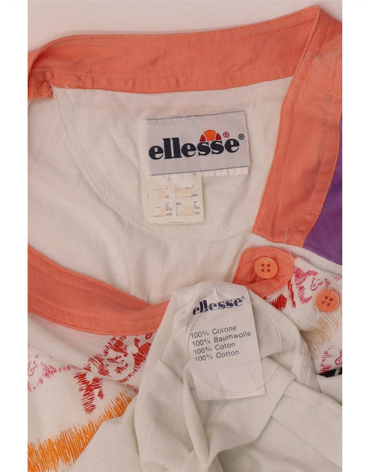 Ellesse T-shirt graphique pour femme IT 44 en coton color block blanc moyen