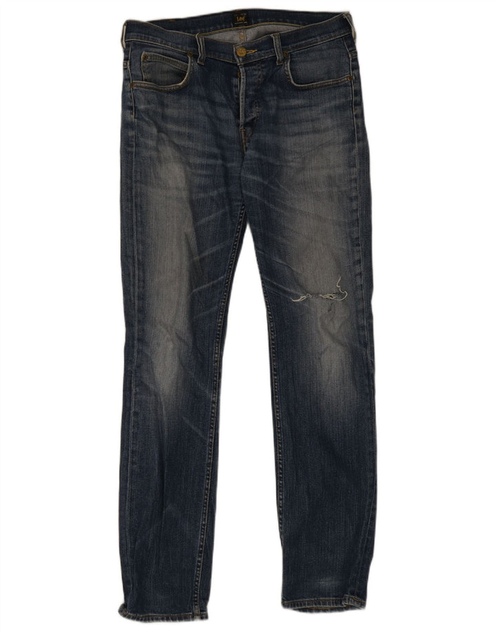 Lee Powell Jean slim vieilli W32 L34 en coton bleu pour homme