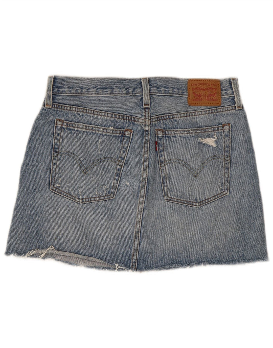 Levi's Mini Jupe En Jean Effet Déchiré W28 Femme Bleu Moyen Coton