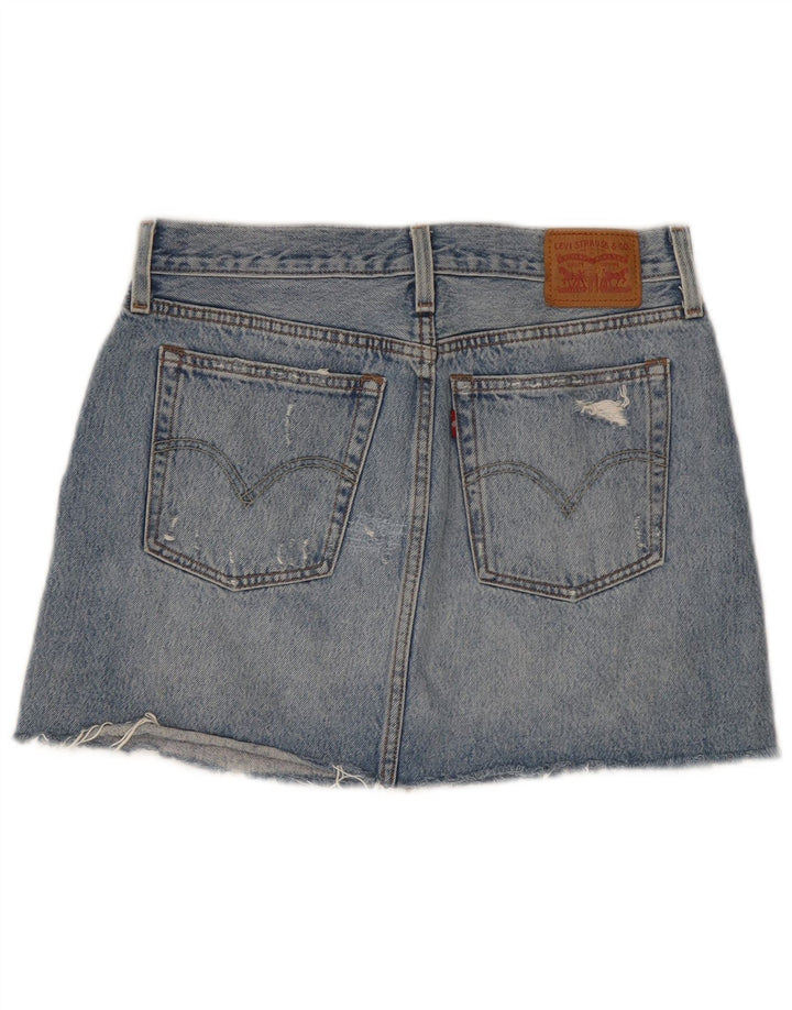 Levi's Mini Jupe En Jean Effet Déchiré W28 Femme Bleu Moyen Coton